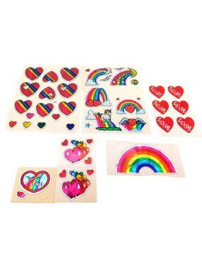 Vintage Vending Prism Rainbow Heart Holographic Sticker Sheets Unicorn Love